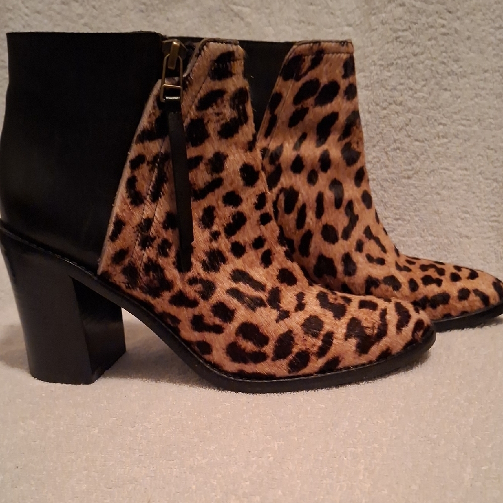 Madewell Leopard & Black Block Heel Ankle Boots